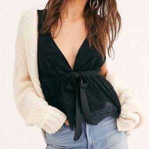 Free People Chante Lace Tank Top Black Small